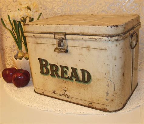 1950s vintage metal bread box|old fashioned bread box reproduction.